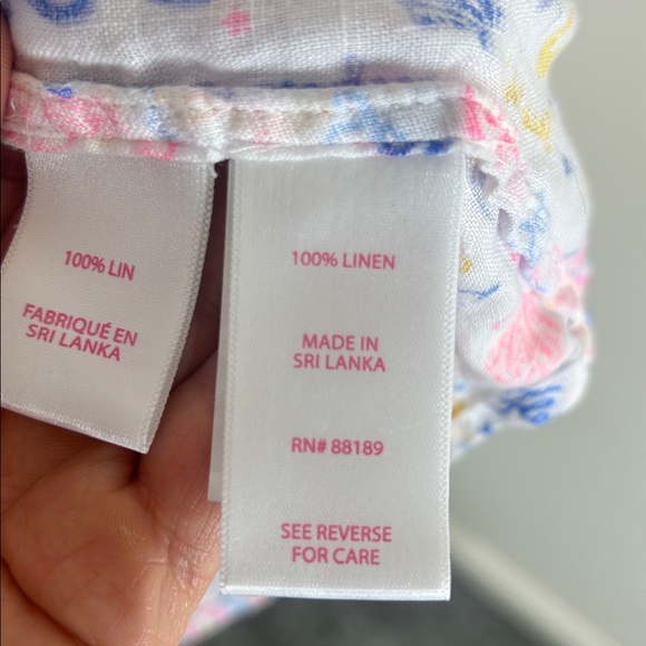 LILLY PULITZER Seacoast Linen Button Down Top Size Large - Picture 12 of 15